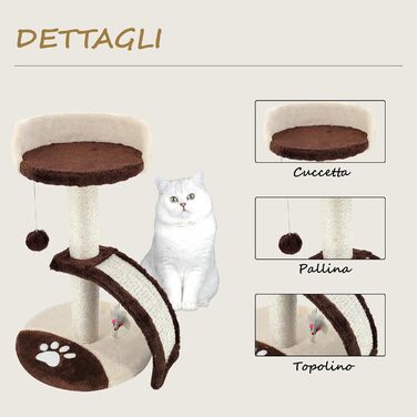 Дерев'яний кігтечка для котів Beltom® Kratzbaum 54 см, рожево-білий (коричнево-бежевий)