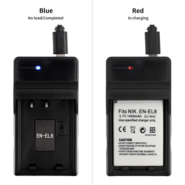 Зарядний пристрій EN-EL8 USB для камер Nikon Coolpix S52c, P1, P2, S1, S2, S3, S5, S50, S50c, S51, S51c, S52, S6, S7, S7c, S8, S9