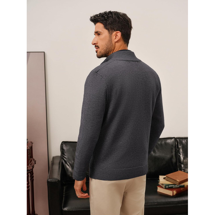 Кардиган чоловічий PJ PAUL JONES з блискавкою та стійким коміром, великий в'язання (M, антрацитний сірий)