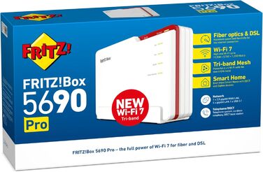 FRITZ!Box 5690 Pro: Wi-Fi 7 роутер для дому з підтримкою DSL та Glasfaser, Mesh, DECT, 18.5 Gbit/s