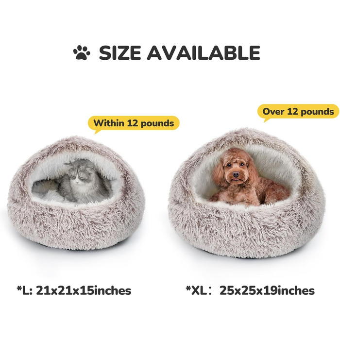 CATISM Cat Bed Washable Cat Sleeping Place for Cats Plush Pet Cat Head Pillow Cat Cushion Fluffy Kitten Puppy Snuggle Bed Pet Bed (Coffee Brown)