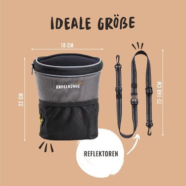 Сумка для ласощів для собак Rudelkönig - практична сумка для прогулянок та дресирування, з дозатором кульок, для підвішування, сірий колір