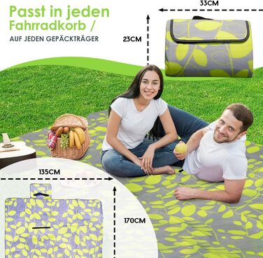 Плед для пікніка Heimtexland XL водонепроникний 200x200 см, синій в смужку. Килимок для пляжу, кемпінгу, фестивалів. З ручкою, складаний, пральний.