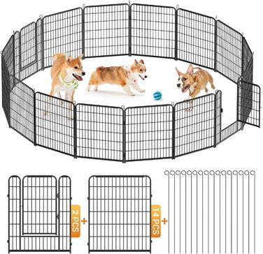 Вольєр для цуценят, ігровий майданчик, вольєр для цуценят з дверцятами та засувом, огорожа для тварин, загородження для собак, вольєр для кроликів, металеві з'єднання, 65 x 80 см (8 секцій)