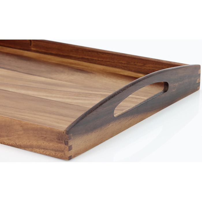Zassenhaus Serving Tray Wood | rectangular | with carrying handles | 53×41×7cm | Tea Tray | made of sustainably grown acacia wood (pack of 2)
