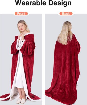 Електрична ковдра Yokimisu з автовимкненням 180x130 см, плюшева, з 6 рівнями нагріву, таймером, захистом від перегріву, пральна, для дому та офісу (Червона)