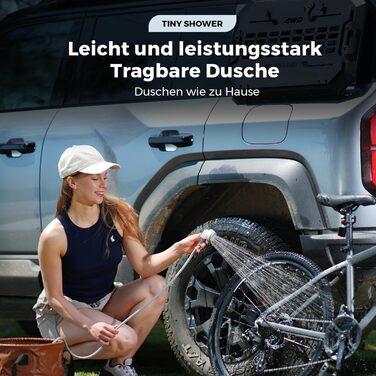 Портативна душ FLEXTAILGEAR Tiny Shower для кемпінгу та подорожей: 2.2м шланг, USB-C зарядка, 2 режими економії води