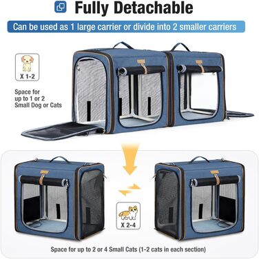 Транспортна переноска для собак та котів середнього розміру, 2-в-1, блакитна