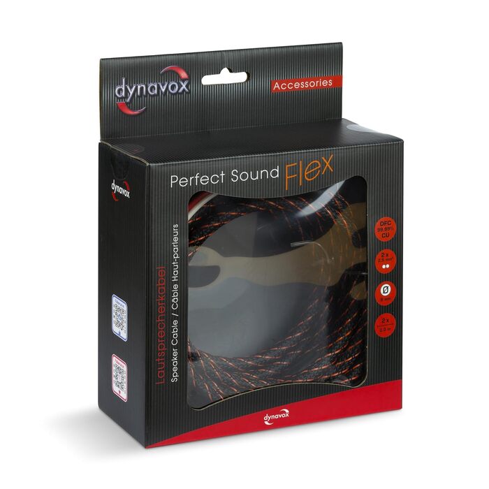 Акустичний кабель Dynavox Perfect Sound Flex 2м, Hi-Fi кабель з позолоченими банановими роз'ємами, високочиста мідь OFC, пара