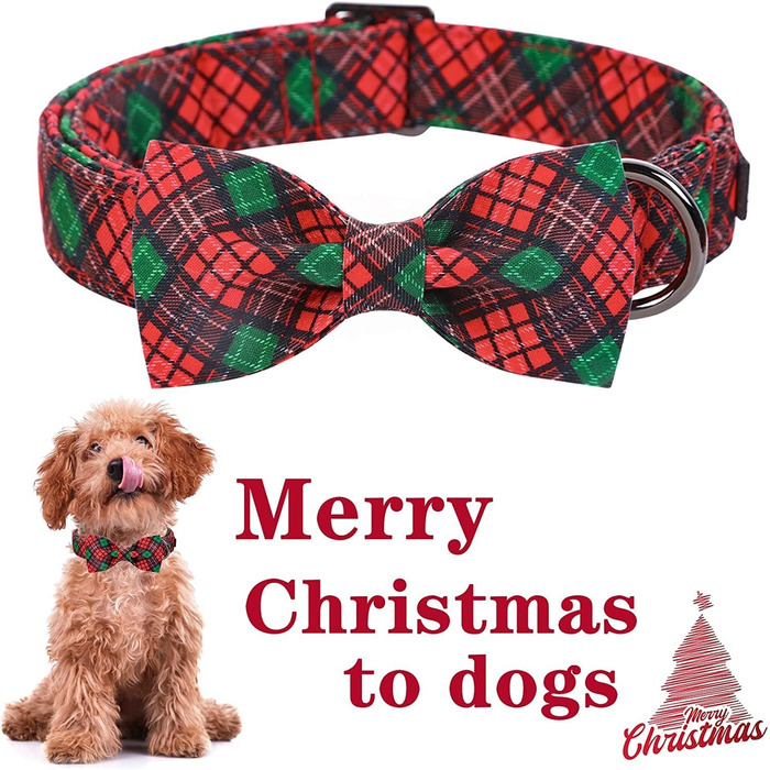 Нашийник для собак та котів з бантиком, міцний, регульований, для дівчаток та хлопчиків (L, Зелений, Червоний)