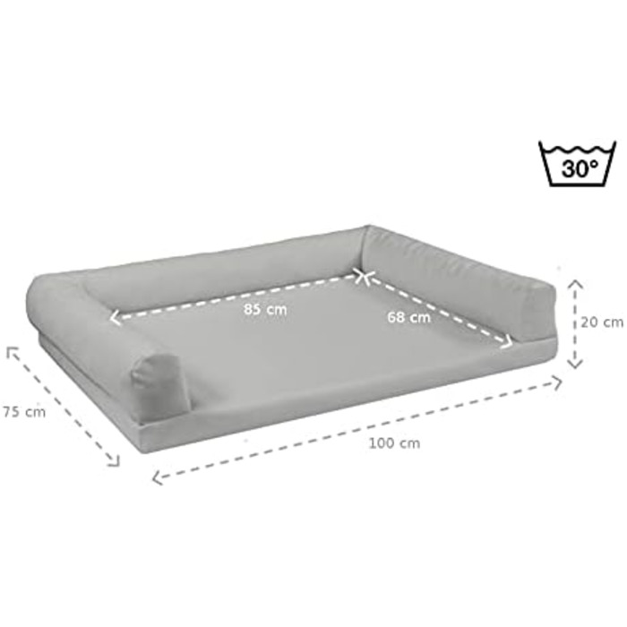 Ортопедичне ліжко для собак Juelle з штучної шкіри, софа з матрацом для великих собак. Знімна наволочка, придатне для прання в пральній машині, Lord L-XXL (100x75 см, Білий) M - 100x75x20 см Білий