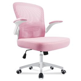 Ергономічне крісло для офісу та дому з регульованими підлокітниками, підтримкою попереку, регульованою висотою та спинкою, що нахиляється до 130°, рожеве