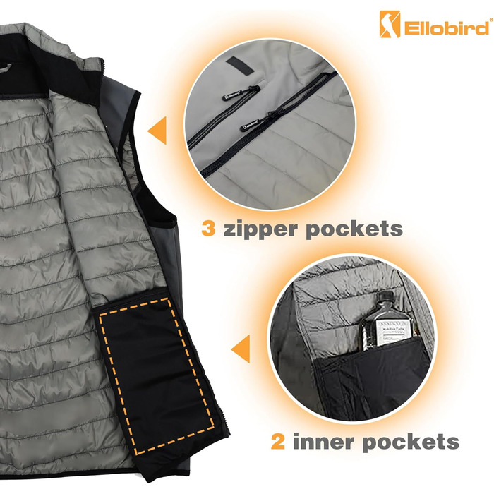 Легка бафферова жилетка Ellobird для чоловіків: робота, туризм, відпочинок, зима, бавовна, стегане вбрання, робочий одяг