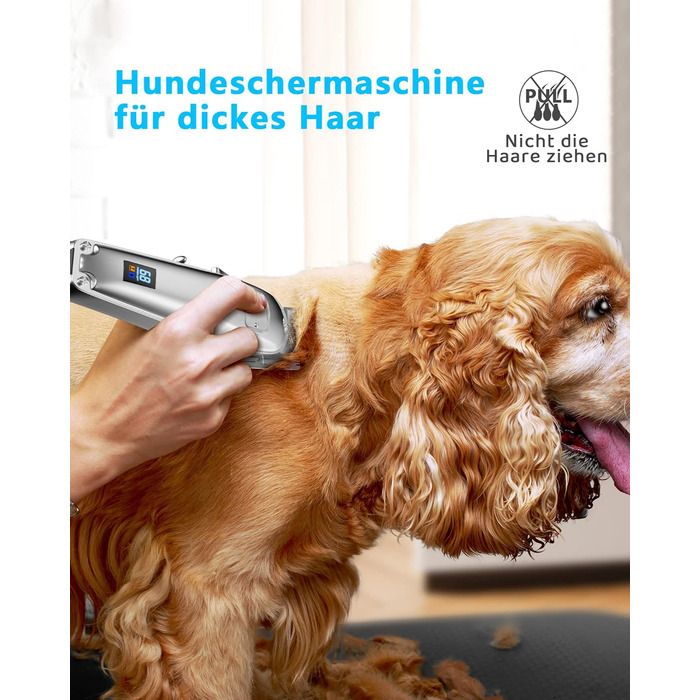 Професійна машинка для стрижки собак Oneisall для густого хутра з основою, електрична машинка для стрижки собак з потужним мотором 6500RPM для густого, довгого та кучерявого хутра, срібна