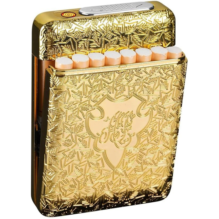 Електронне запальничкове кейс для сигарет (84 мм) на 16 сигарет, золотий