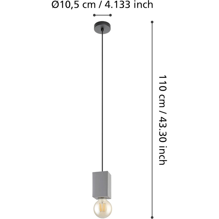 Настільна лампа EGLO Prestwick: вінтажний стиль, індустріальний дизайн, бетонний корпус сірого кольору, вимикач, патрон E27