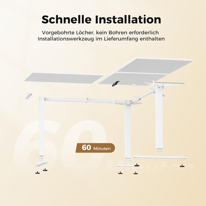 Ергономічний кутовий стіл Agilestic з регулюванням висоти, 160 x 140 см, електричний, білий