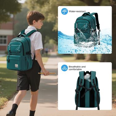 Шкільний рюкзак для хлопчиків та дівчаток-підлітків, 8-14 років. Великий рюкзак для школи, буденний та для подарунків. (Темно-зелений)