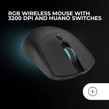 Mars Gaming MCPWTKL: Бездротове ігрове комбо TKL клавіатура + миша з RGB підсвічуванням, 3200DPI, HUANO-Switches, чорний, португальська мова