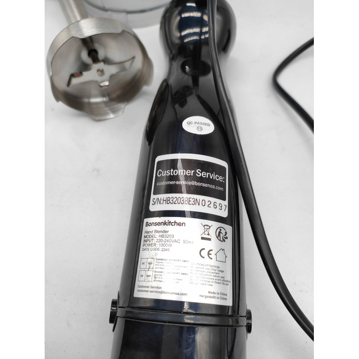 Погружний блендер Bonsenkitchen HB3203 1000 Вт, сріблястий/сірий