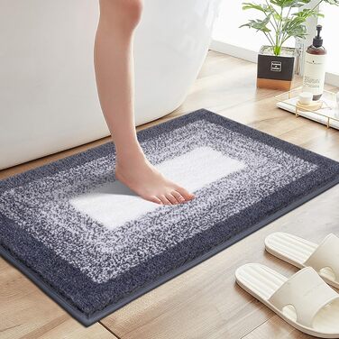 Enyhom Super Soft Microfiber Bath Mat - Non-Slip, Absorbent, Machine Washable, Dark Grey, 60x90cm