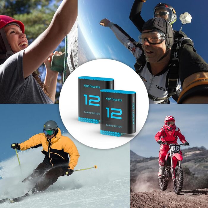 Зарядний комплект для GoPro Hero 12/11/10/9 Black: 2 акумулятори 2580mAh + триканальна зарядка Type-C з LED-індикатором