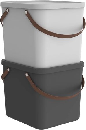 Rotho Albula Storage Box 40l with Lid, Plastic (Recycled PP), Green, 40l (40.0 x 40.0 x 34.0 cm) (White)