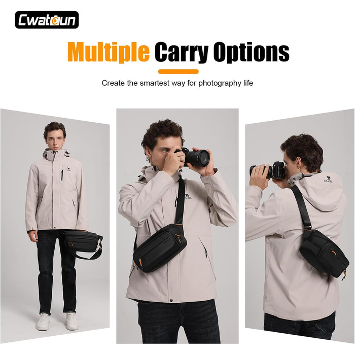 Чорна сумка для камери Cwatcun з кріпленням для штатива, водостійка, для фотографів (S)
