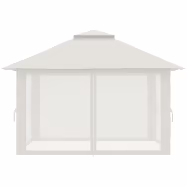 Outsunny Pop-Up Gazebo 4x4 m with 4 Mosquito Nets, Adjustable Height, UV Protection, Double Roof, Carry Bag, Cream White for Garden & Events