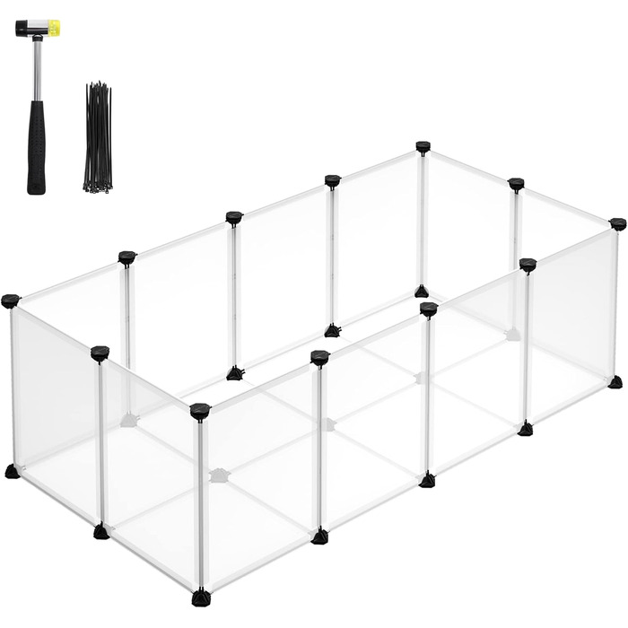 Клітка для гризунів SONGMICS Freigehege з піддоном, 143 x 73 x 46 см, біла. Підходить для кроликів, хом'яків, їжаків. LPC02W