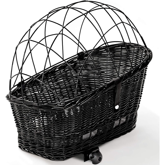 Корзина для велосипеда Tigana для собак, 60 x 39 см, чорна, з прутів, для багажника, з подушкою, розмір S-S, XXL