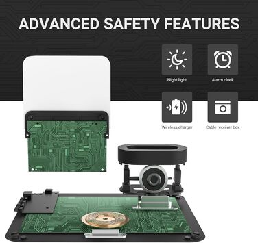 Бездротовий зарядний пристрій COLSUR 3 в 1: зарядка, нічник, будильник. Підходить для iPhone 16/15/14/13/12/11/X/8 Pro Max/Mini/Plus (Чорний)