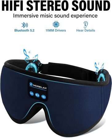 Маска для сну з Bluetooth навушниками 3D, бездротова маска для сну з музикою для бічних та спинних положень, навушники для сну