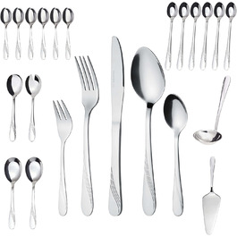 GRÄWE Cutlery Set for 6 People, 48-Piece - Flatware with Serving Pieces made of Stainless Steel, Rust-Proof, Nickel-Free - STRALSUND Series