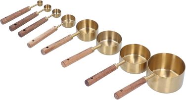 8 Pcs Stainless Steel Measuring Cups, Stackable Measuring Cup Set with Ergonomic Handle, Bartending Scale Measuring Spoons