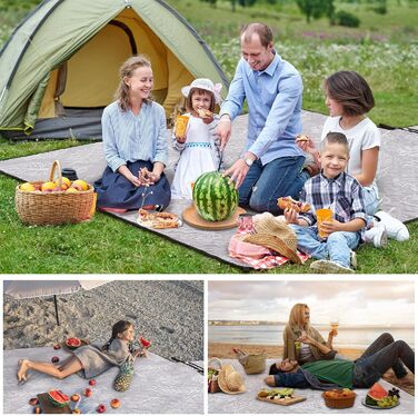 Плед для пікніка HAUSPROFI 200x300 см, водонепроникний, ізольований, XXL. Для пікніка, пляжу, кемпінгу. З бавовняним наповнювачем, ручкою для перенесення та кілочками. Змивний, зберігає форму (листя, 200x300 см)