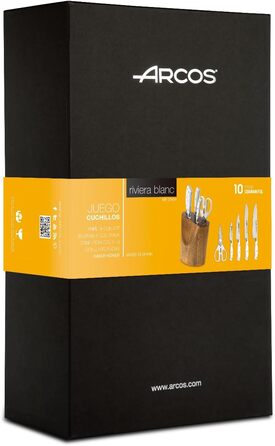 Набір ножів Arcos Riviera (5 шт.) з нержавіючої сталі, Santoku, 180 мм, рукоятка POM, білий (з підставкою)