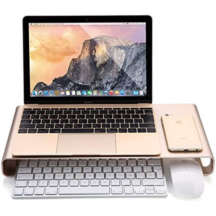 Підставка для монітора з 4 USB, алюмінієва, золота, для iMac, MacBook, ноутбуків і ПК