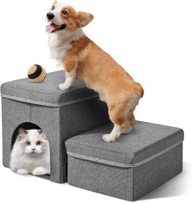Сходинки для собак MINENICE - 2 шт., складані, з ящиками для зберігання, для маленьких собак, для диванів та ліжок