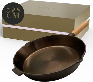 NAKOA Premium Polished Cast Iron Skillet - 28cm | Induction & All Stovetops | Durable & Versatile Cast Iron Pan for Chefs & Home Cooks