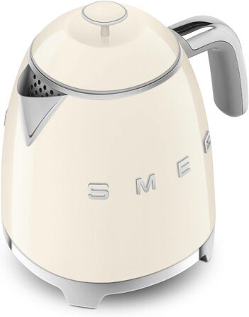 Електричний чайник Smeg KLF05CREU, 0.8 л, кремовий колір, нержавіюча сталь, захист від перегріву, індикатор рівня води, антиковзаюче дно, вбудована котушка для кабелю, 1400W