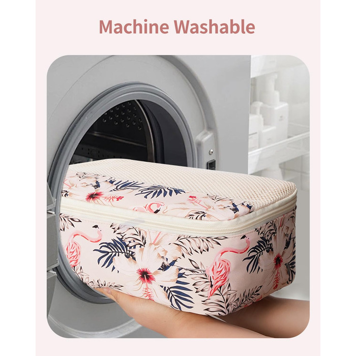 Органайзер для валізи Narwey 7 шт. Набір кубиків для пакування, рюкзак, органайзер для подорожей, дорожні сумки (Смугастий) (Z-бежевий Фламінго)