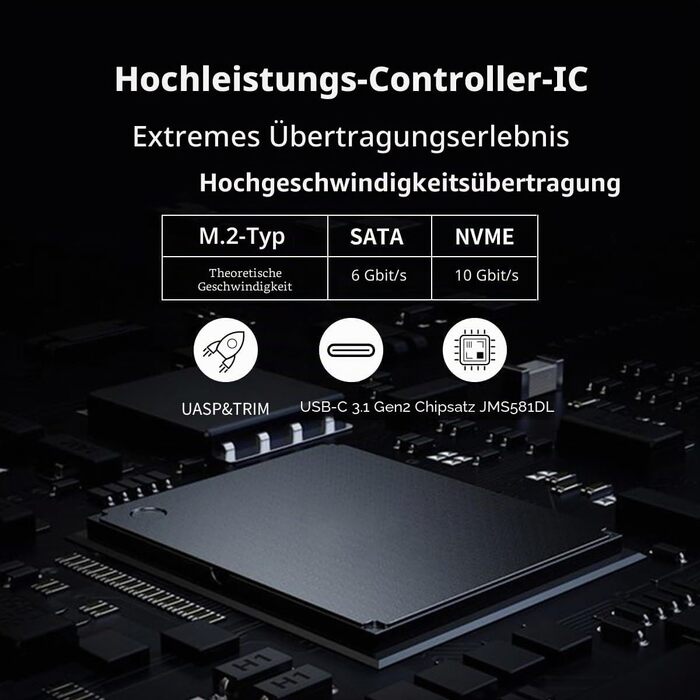 Зовнішній корпус для SSD SSK M.2 NVMe та SATA, адаптер USB 3.2 Gen 2 10Gbps, сірий