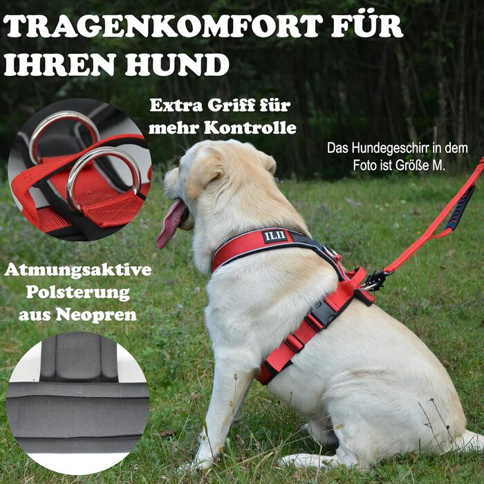 Нашийник для собак III Y - міцний, елегантний та комфортний. Унікальний дизайн для середніх та великих собак. Червоний, L