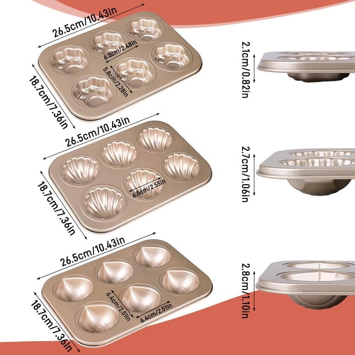 Форма для мафінів з антипригарним покриттям, 3 шт. Karbonstahl, 26,5 x 18,5 см
