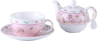 London Boutique Teapot and Cup, Vintage, Rose, Victoria, Porcelain, in Gift Box, Ceramic, Rose, 15x15cm