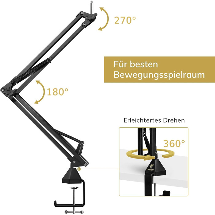 Стійка для мікрофона TONOR T20 з поп-фільтром та адаптером 3/8' - 5/8', мікрофонний кліп