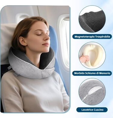 Подушка для шиї в дорозі: зручна подушка-шия для подорожей літаком, автомобілем та потягом (сіра)