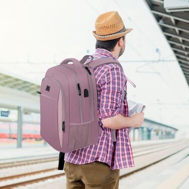 Рюкзак для ноутбука MATEIN, 17.3 дюйми, жіночий, з USB-портом, антикрадійний, для роботи, подорожей, навчання, подарунок, фіолетовий