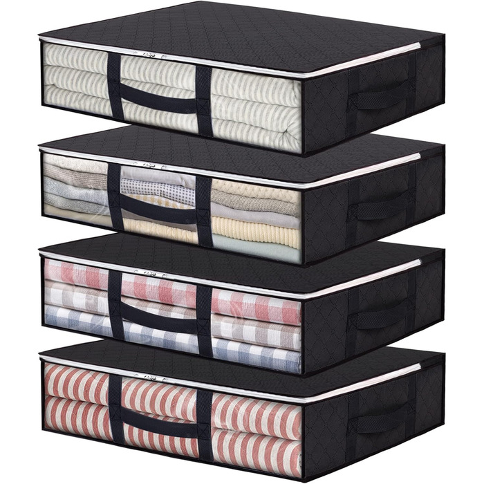 Органайзери для зберігання білизни Vieshful (4 шт.) 40L, складні, з прозорим вікном та посиленими ручками